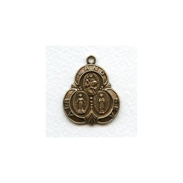 Saint Medal Oxidized Brass Land Air Sea 30mm (1)