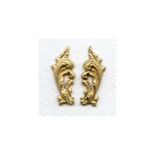 Ornate Leaves 33mm Flourishes Raw Brass (1 set)
