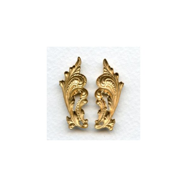 Ornate Leaves 33mm Flourishes Raw Brass (1 set) - Image 2