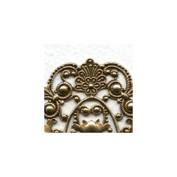 Grand Oval Filigree Oxidized Brass Stamping (1) - Image 2