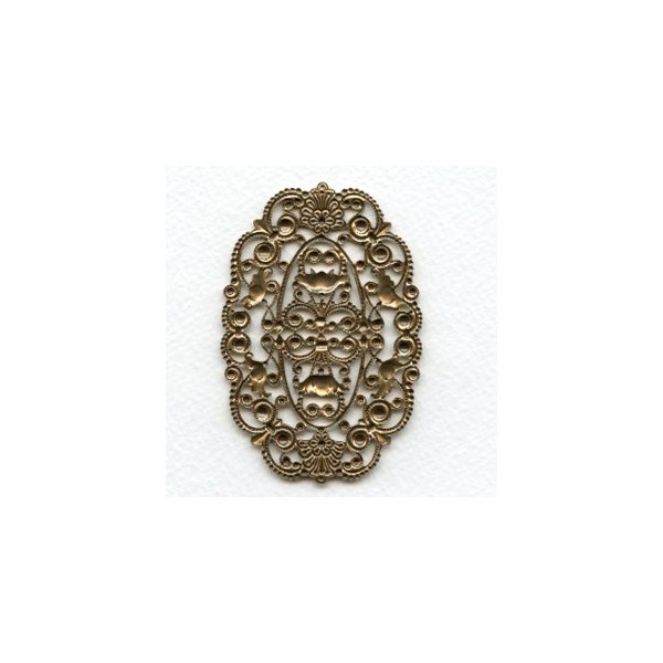Grand Oval Filigree Oxidized Brass Stamping (1) - Image 3