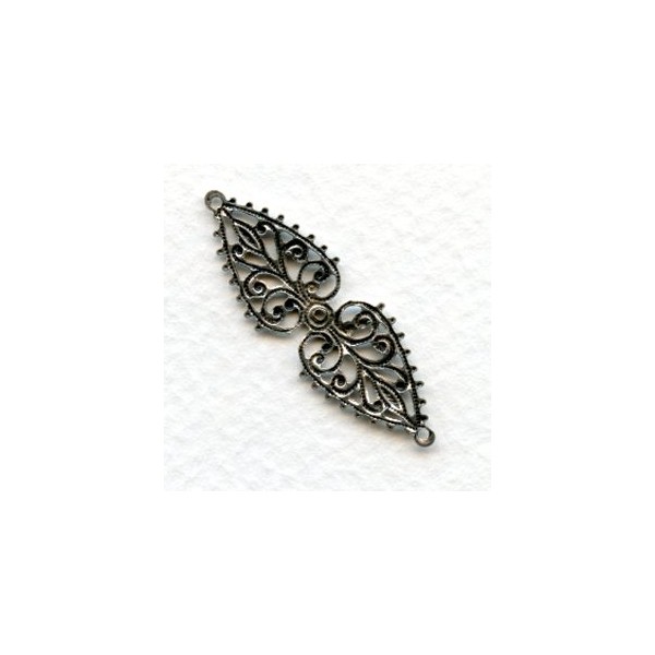 Oval Filigree Connector or Bail Oxidized Silver 37mm (6) - Image 2