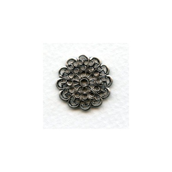 Filigree Round and Flat 20mm Oxidized Silver (6)