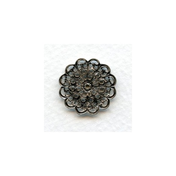 Filigree Round and Flat 20mm Oxidized Silver (6) - Image 2