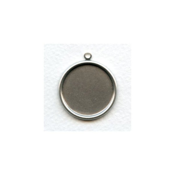 Simple Pendant Settings Oxidized Silver 25mm (6)