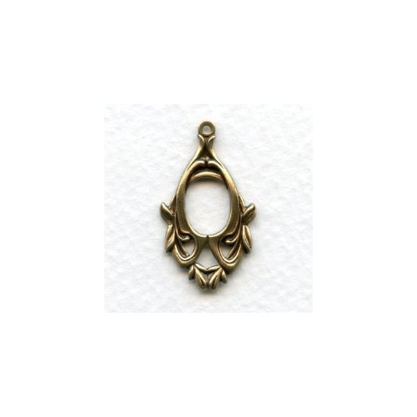 Floral Pendant Hoops 27mm Oxidized Brass (6)