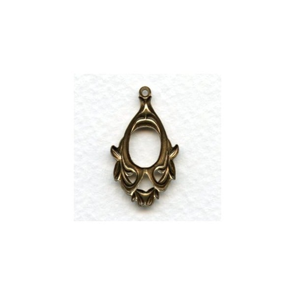 Floral Pendant Hoops 27mm Oxidized Brass (6) - Image 2
