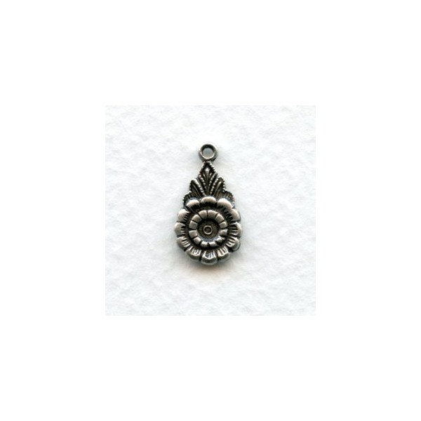 Floral Pendant with 3mm Setting Well Oxidized Silver (6)