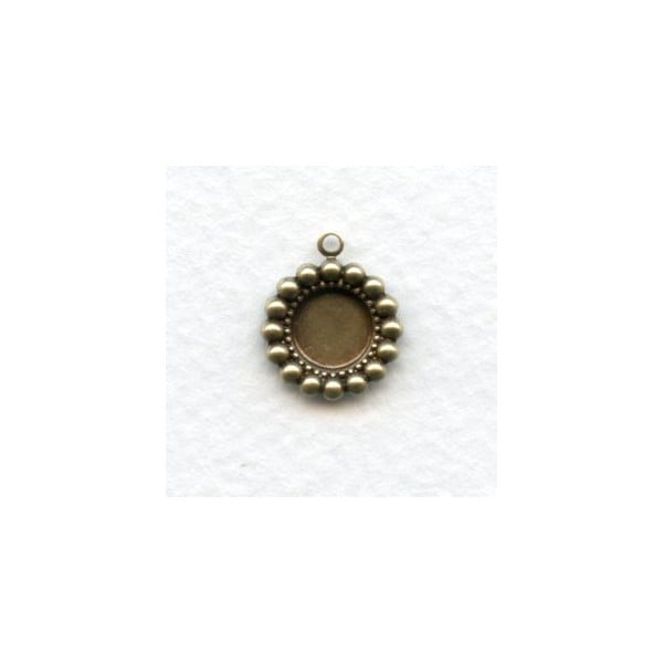 Beaded Edge 7mm Settings Oxidized Brass (12)