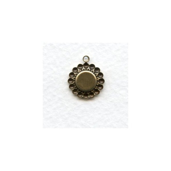 Beaded Edge 7mm Settings Oxidized Brass (12) - Image 2