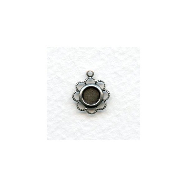 Filigree Edge 5mm Setting Pendants Oxidized Silver (12)