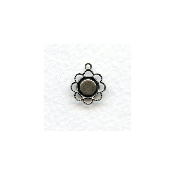 Filigree Edge 5mm Setting Pendants Oxidized Silver (12) - Image 2