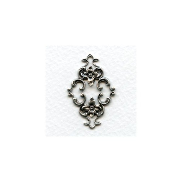Feminine Floral Connector Oxidized Silver 36mm (2)