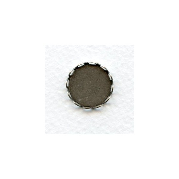 Typewriter Key Settings Lace Edge 15mm Oxidized Silver (12)