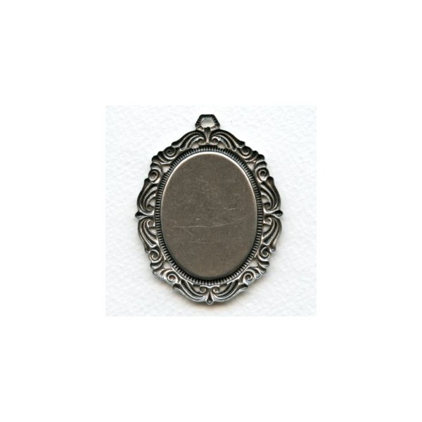Ornate Style Settings 40x30mm Oxidized Silver (2) - Image 2