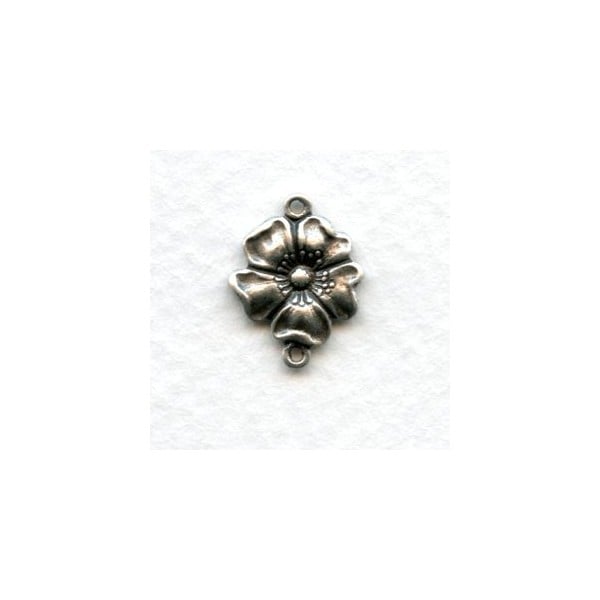 Floral Connectors Oxidized Silver 14mm (6)