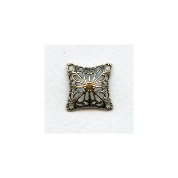 Dapt Square Filigree Connector Oxidized Brass (6)