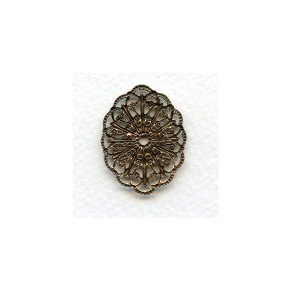 Filigree Ornate Oval 29x22mm Oxidized Brass (6) - Image 2