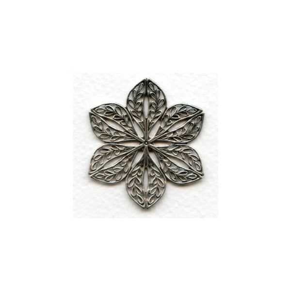 Floral Shape Flat 45mm Filigree Oxidized Silver (1)