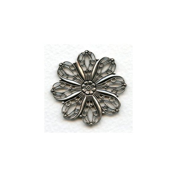 Petal Shape Flat 35mm Filigrees Oxidized Silver (2)