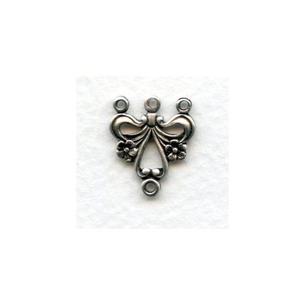 Floral Connectors with Three Loops Oxidized Silver (6)