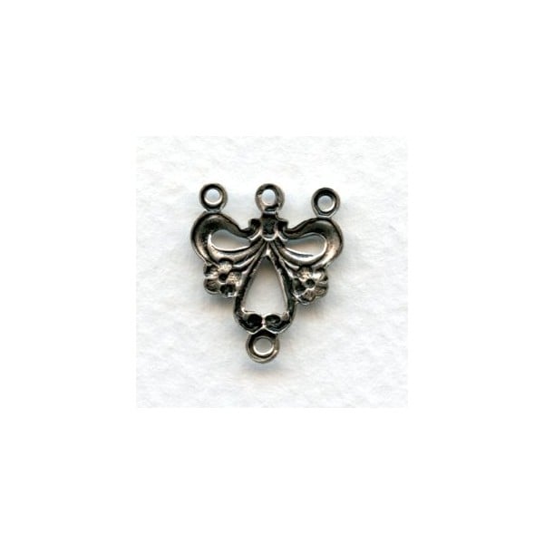 Floral Connectors with Three Loops Oxidized Silver (6) - Image 2