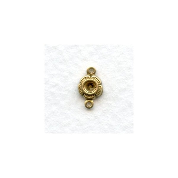 Connectors to Hold Rhinestones 2 Loops Raw Brass (12)