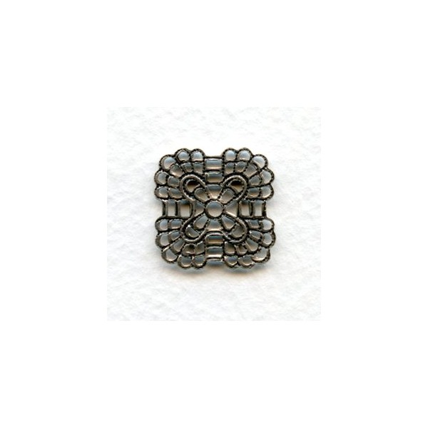 Rounded Square Filigree Connectors Oxidized Silver (12) - Image 2