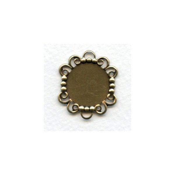 Great 18mm Filigree Edge Settings Oxidized Brass (6)