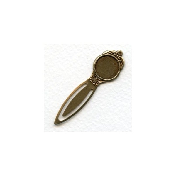 Bookmark Findings with 13mm Setting Oxidized Brass (4)