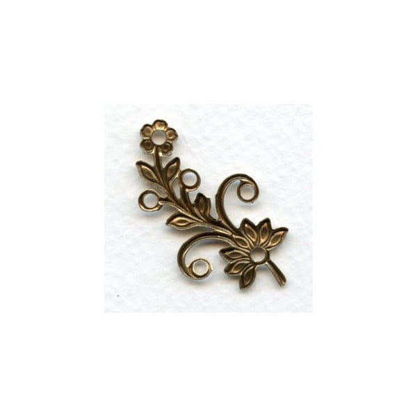 Flowers with Rivet Holes Oxidized Brass (3 pairs) - Image 2