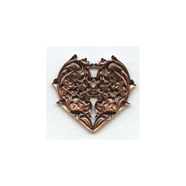 Heart and Flowers Oxidized Copper Stamping 65mm (1) - Image 2