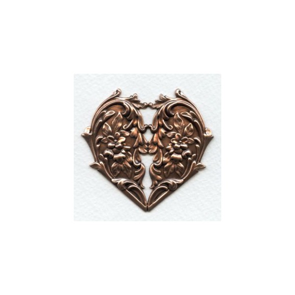 Heart and Flowers Oxidized Copper Stamping 65mm (1)