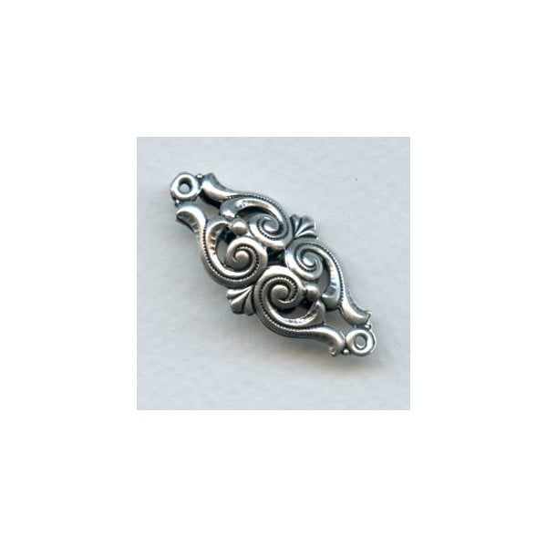 Double Sided Ornate Connector 34x17mm Oxidized Silver (1)