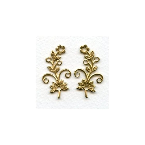 Flowers with Rivet Holes Raw Brass (3 pairs)