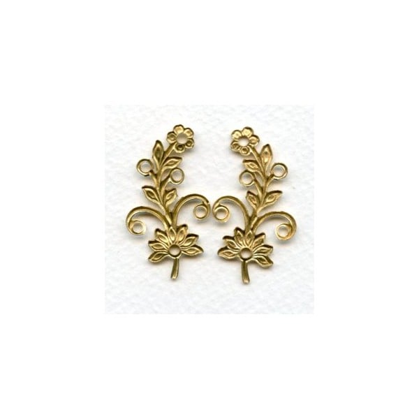 Flowers with Rivet Holes Raw Brass (3 pairs) - Image 2