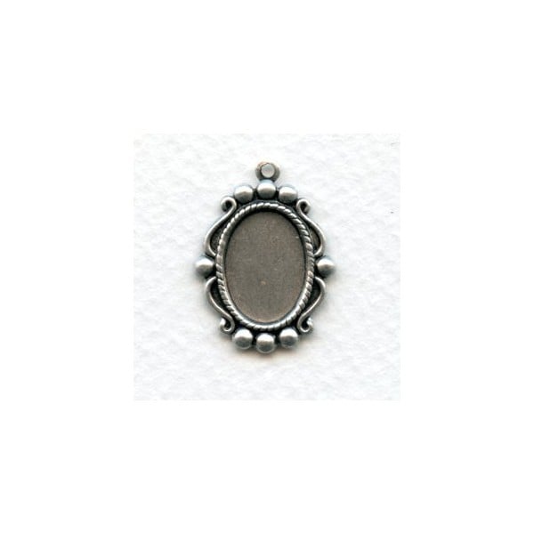 Ornate Pendant Settings 14x10mm Oxidized Silver (12)