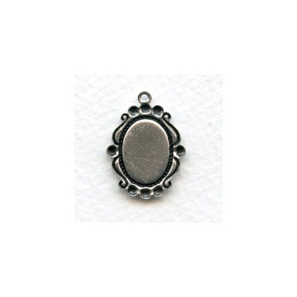 Ornate Pendant Settings 14x10mm Oxidized Silver (12) - Image 2