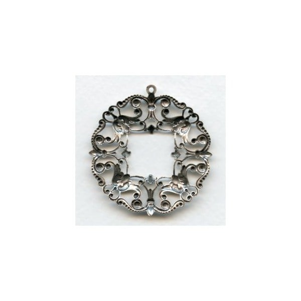 Ornately Detailed Filigree Pendant Frame Oxidized Silver (1) - Image 2