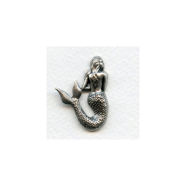 Small Mermaid Stampings Oxidized Silver 35mm (3)