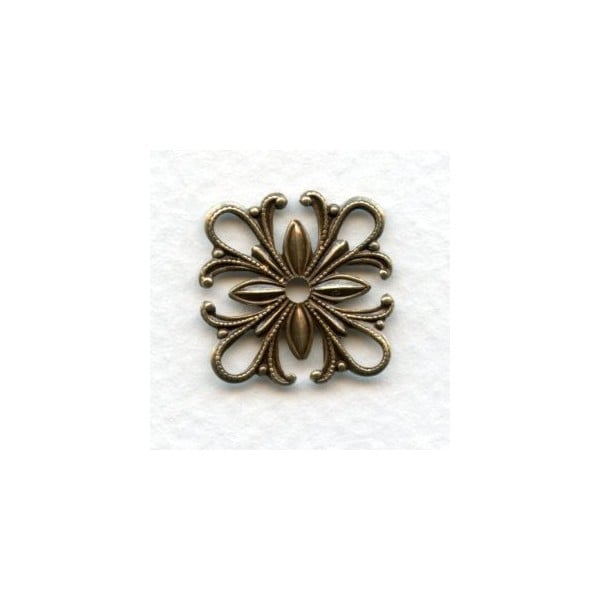 Square Filigree Connectors 19mm Oxidized Brass (6)