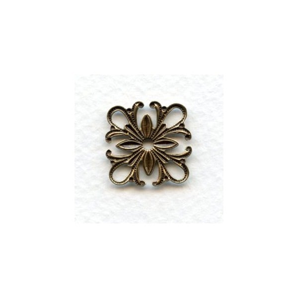 Square Filigree Connectors 19mm Oxidized Brass (6) - Image 2