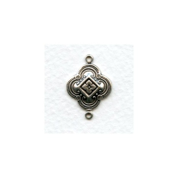 Quatrefoil Medallion Connector Oxidized Silver 22mm (6)
