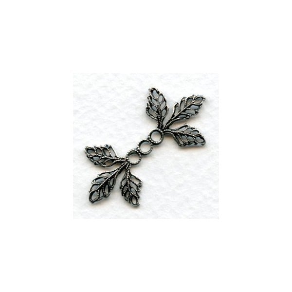 Filigree Leaves Connectors Oxidized Silver 36mm (6)