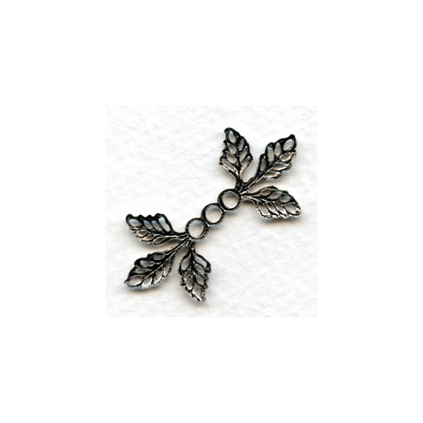 Filigree Leaves Connectors Oxidized Silver 36mm (6) - Image 2