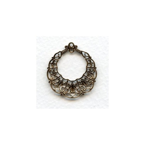 ^European Filigree Hoop Oxidized Brass 31mm (1) - Image 2