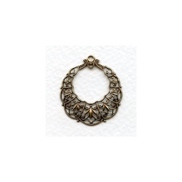 ^European Filigree Hoop Oxidized Brass 31mm (1)