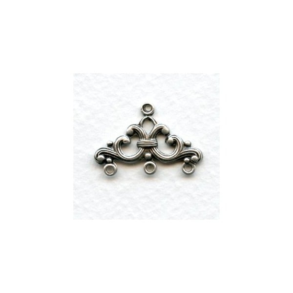 Openwork Connectors for 3 Strands Oxidized Silver (6)
