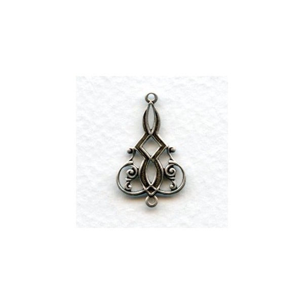 Elaborate Filigree Connectors Oxidized Silver (6)