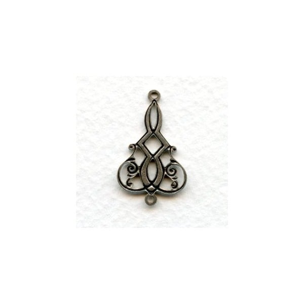 Elaborate Filigree Connectors Oxidized Silver (6) - Image 2
